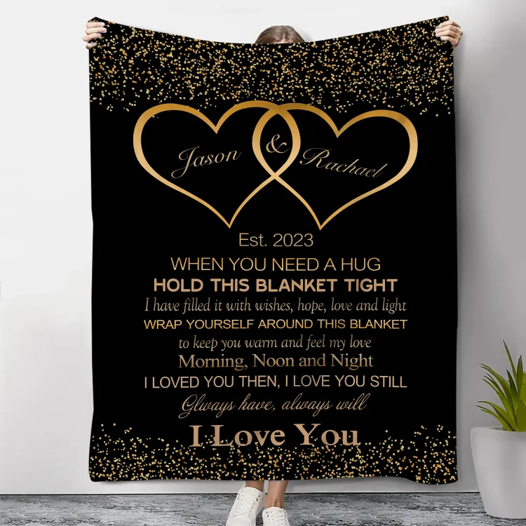 Personalized Couple Blanket Customized 2 Names Blanket Valentine's Day Anniversary Gift for Couples