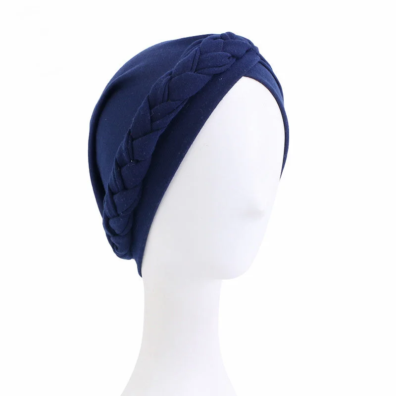 Women's Solid Color Folk-custom Folds Twist Ball  Hat