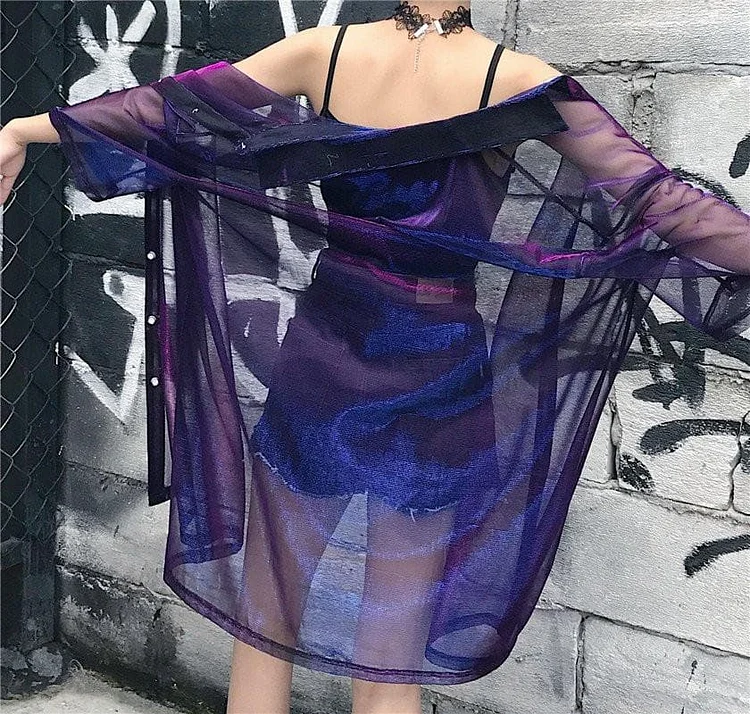 Harajuku Transparent Gradient Blouse Jacket SP179859