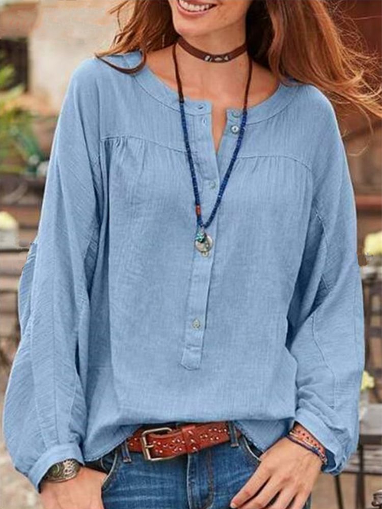 Puff Sleeve Pleated Loose Fit Blouse