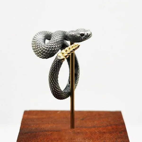 Sterling Silver Handmade Rattlesnake Ring