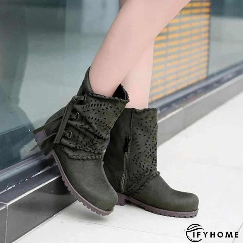 Women's Round Toe Block Heel Boots | IFYHOME