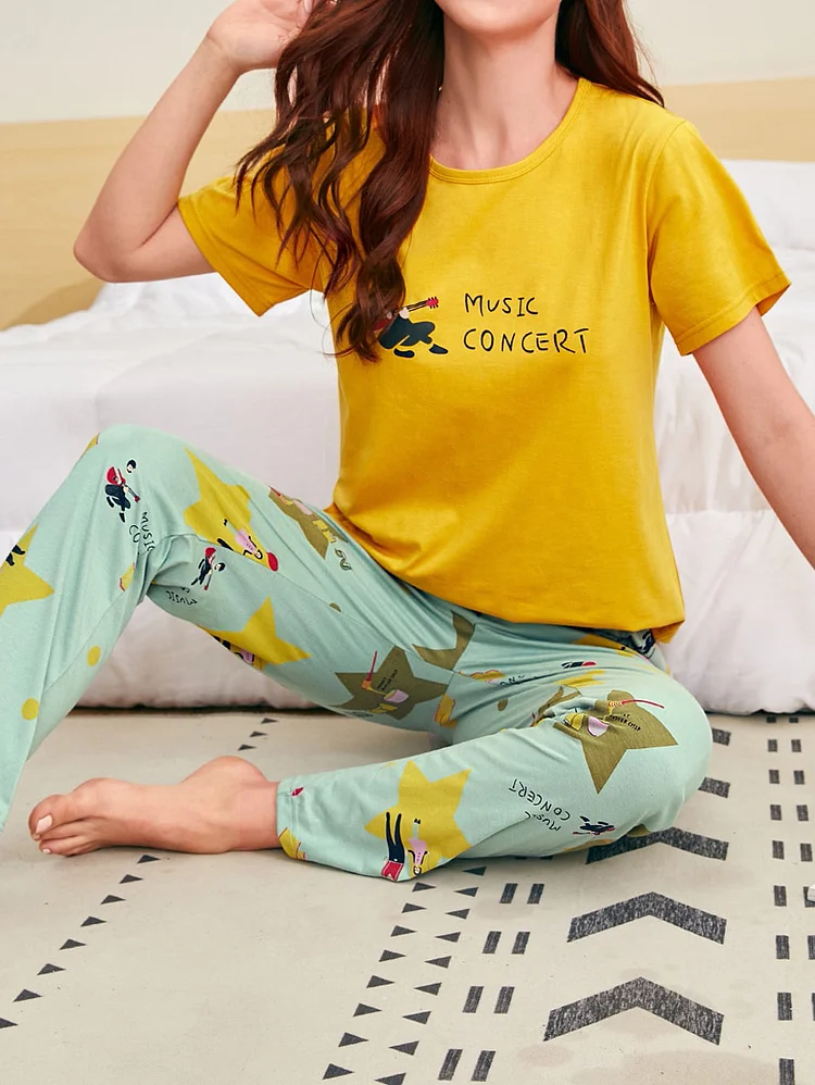 Short Sleeve Loungewear Pajamas 2pcs