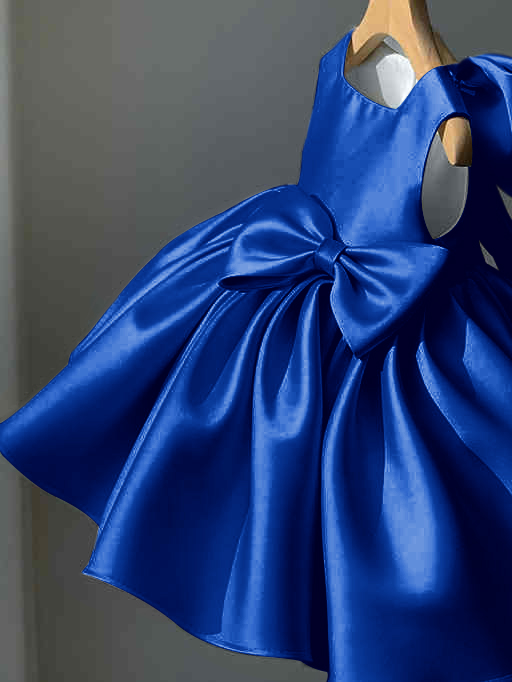 Daisda Ball Gown Sleeveless Square Neck Flower Girl Dresses Satin With Bow Pleats