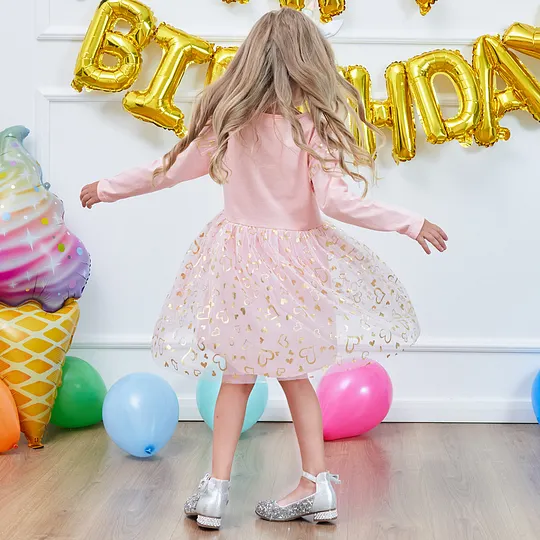 【3Y-8Y】Girls' Unicorn Sequin Long Sleeve Princess Dress