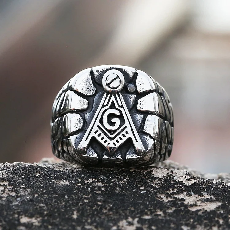 Punk Masonic Stainless Steel Ring