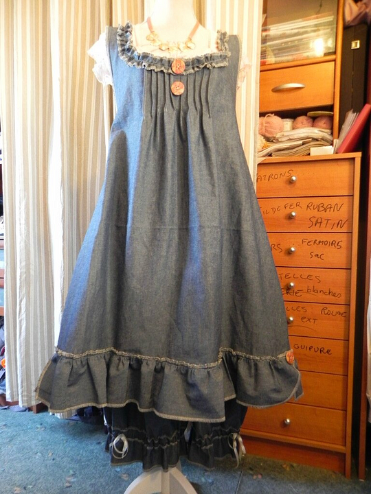 Cotton Linen Solid Color Square Neck Dress