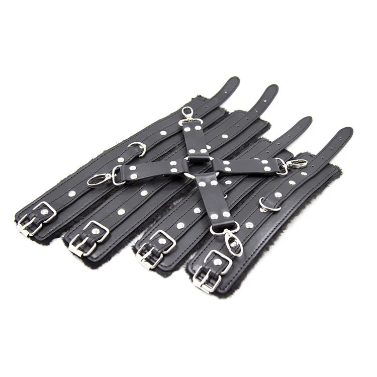 Cross Buckle Adult Fun Hand Foot Buckles Plush Leather