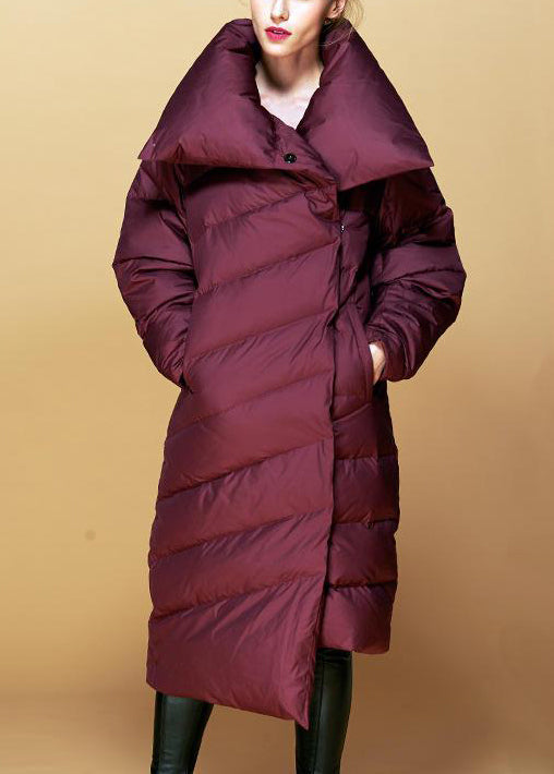 Chic Red Hooded Print Duck Down Winter down coat main image 0