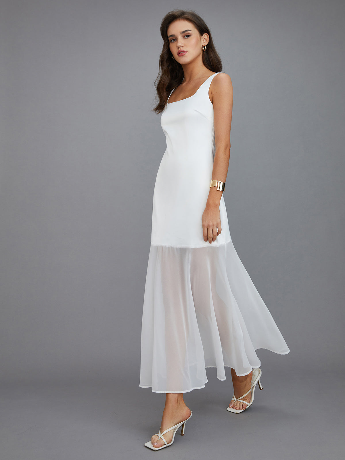 LONG DRESS WITH SHEER UNDERLAY COASTAL TREASURE