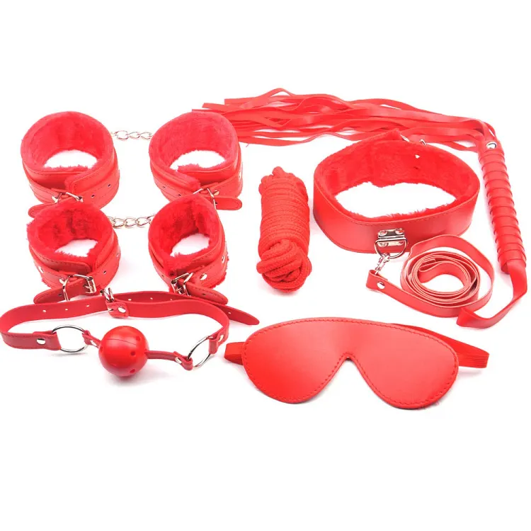 pornhint Pornhint 7 pc High Quality Bondage Restraint Kit Ball Gag Cuff Whip Collar BDSM Set USA BDSM