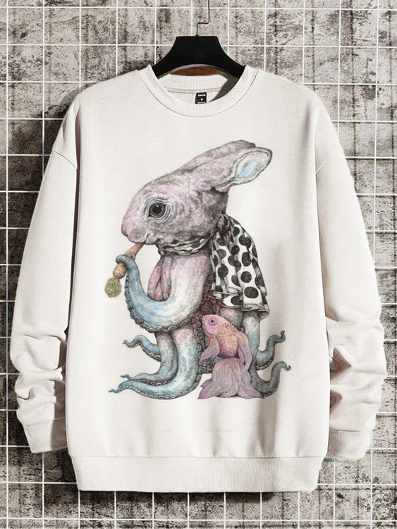 Men's Rabbit Octopus Goldfish Printed Easter Sweatshirt