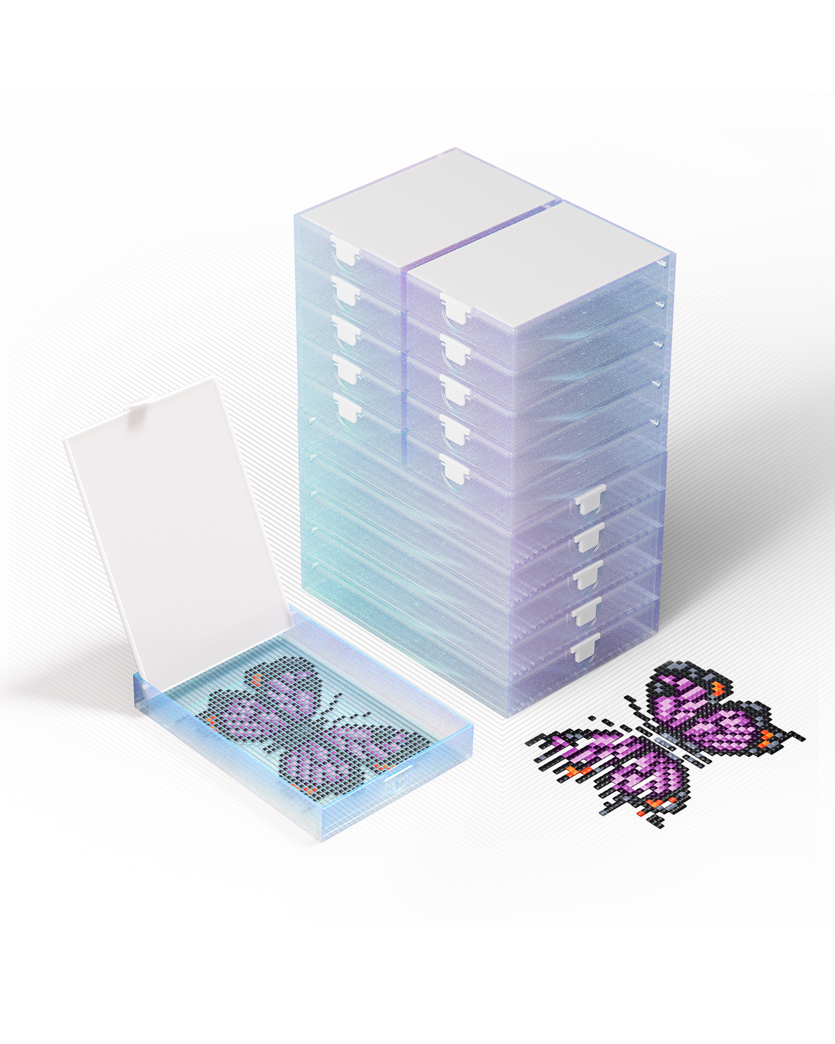 Cateared Trabricks Galaxy Series, Stackable Diamond Art Trays with