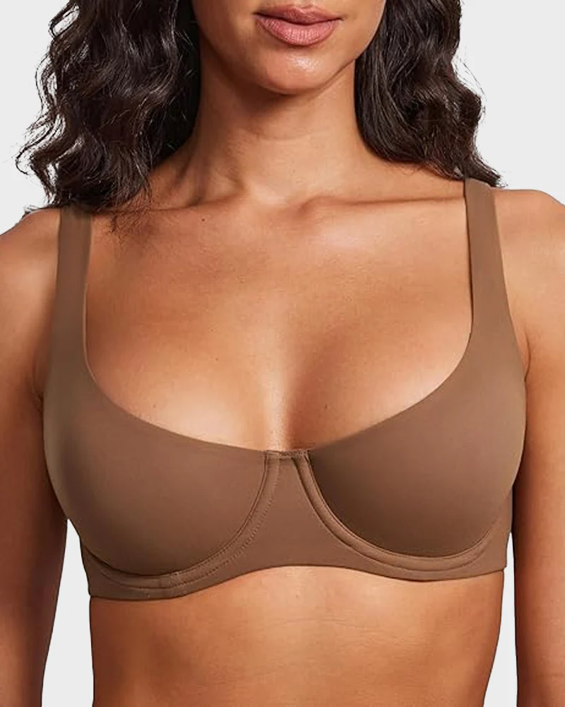 Unpadded Underwire Support Demi-Cup Bra