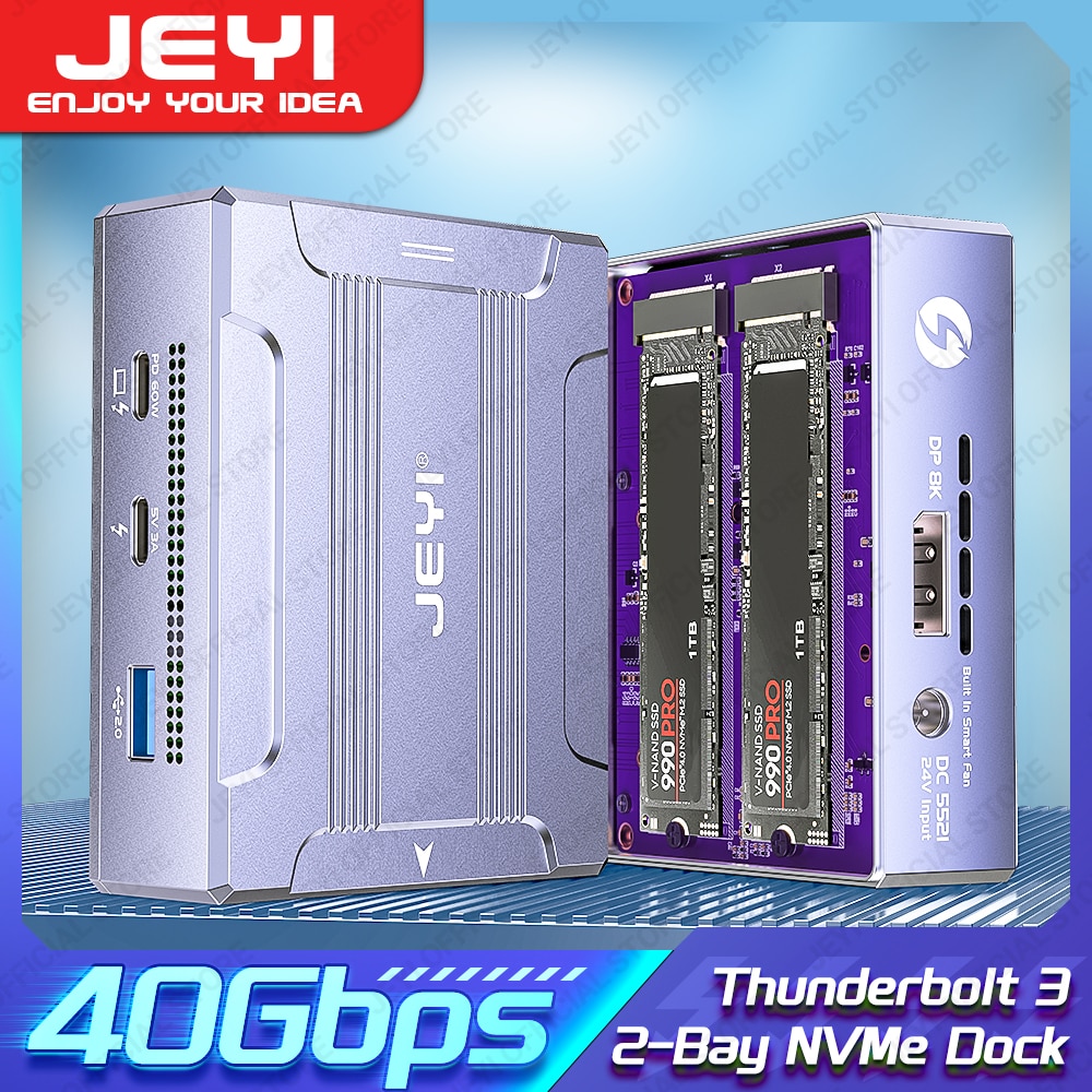 JEYI 40Gbps USB 4.0 M.2 NVMe SSD Enclosure Fan Compatible with