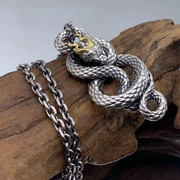 Sterling Silver Vintage Panelled Dragon Pendant Necklace