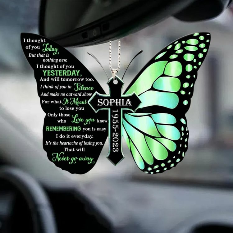 Personalized Flat Acrylic Ornament Memorial Butterfly Ornament - I thought of you today but that is nothing new