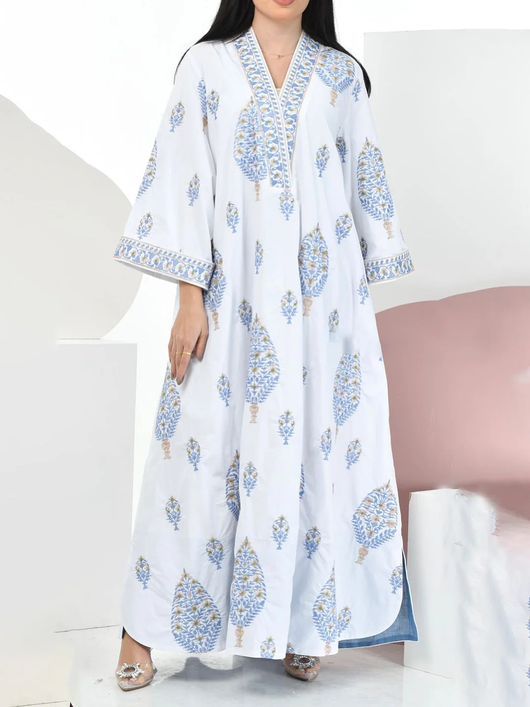 Stylish Premium Floral Print Robe Dress-inspireuse