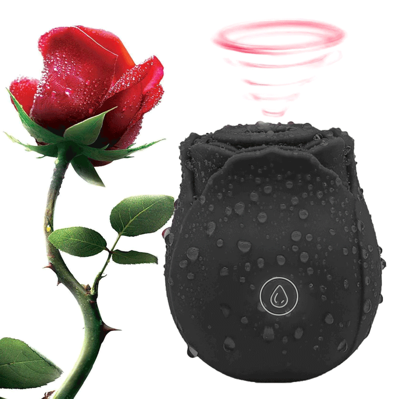 With Free Storage Bag | Ebony Bliss - The Original Suction Rose Toy® in Black By Rose Toy