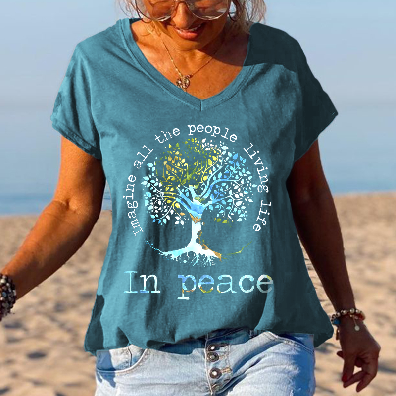 Imagine All The People Living Life Tree Of Life T-shirt