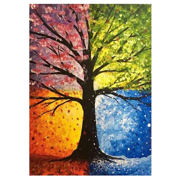 Colorful Tree Round Full Drill Diamond Painting 30X40CM(Canvas) gbfke