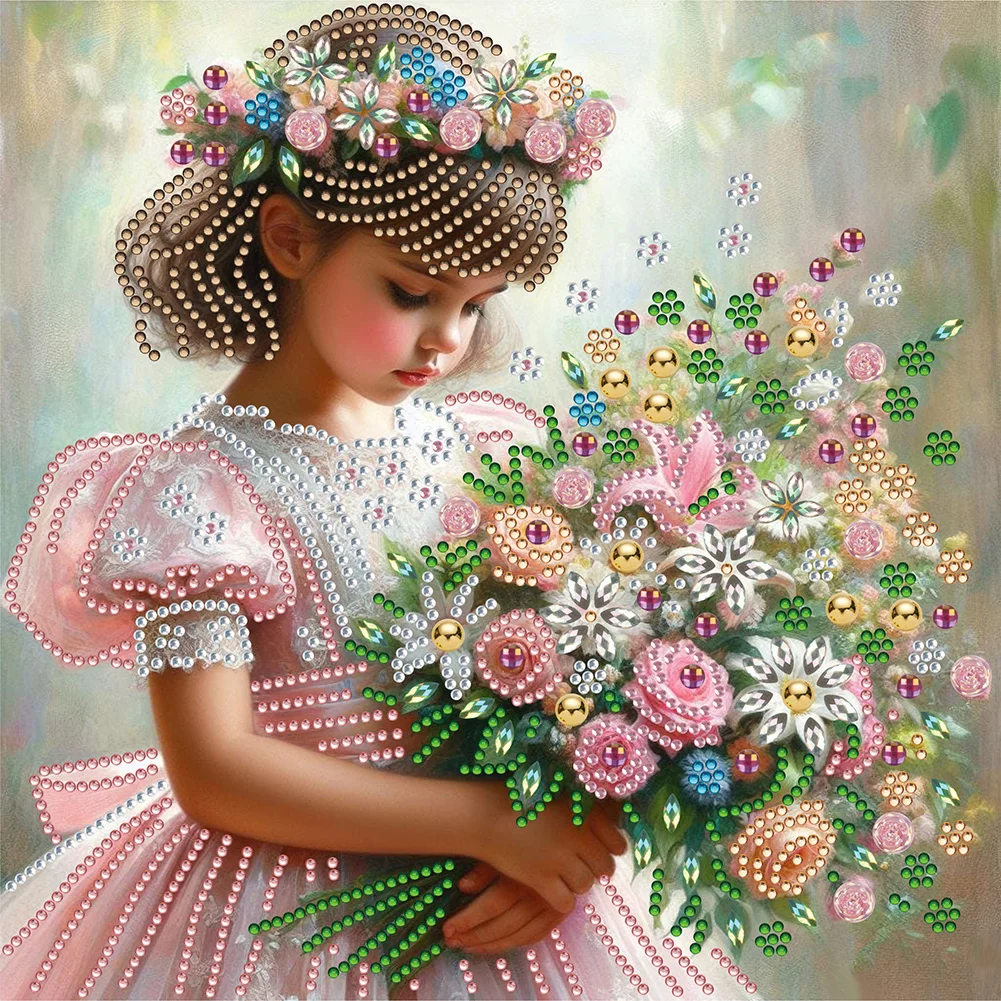 Partial Special-shaped Crystal Rhinestone Diamond Painting - Girl(Canvas|30*30cm)