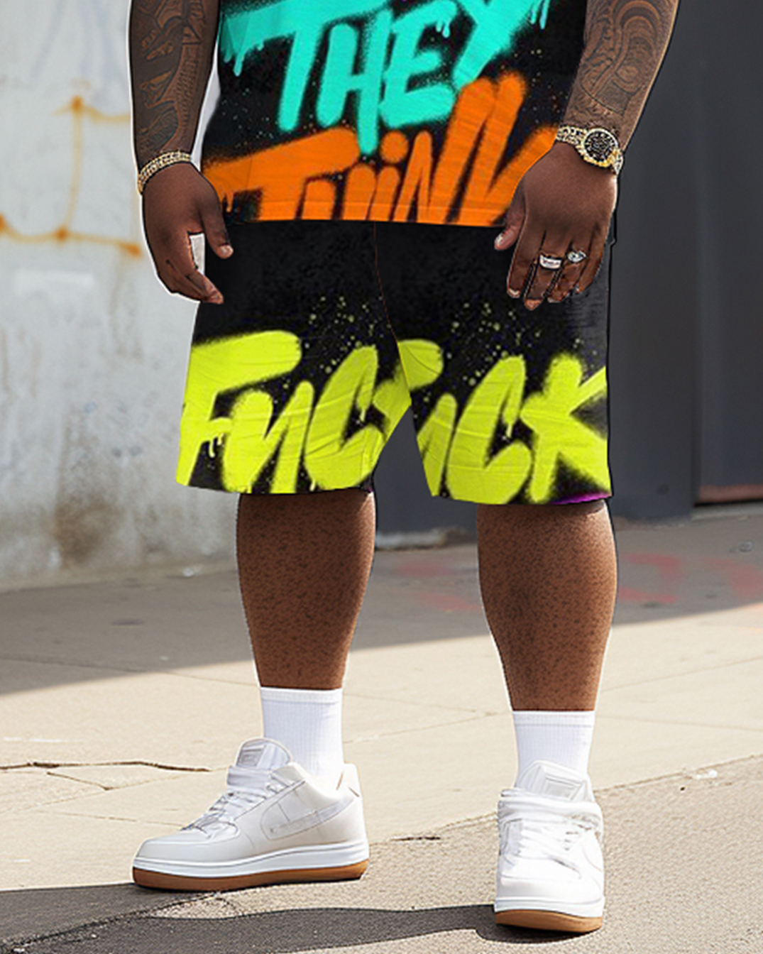 Street Hip Hop Large Letter Print Large Men's Set