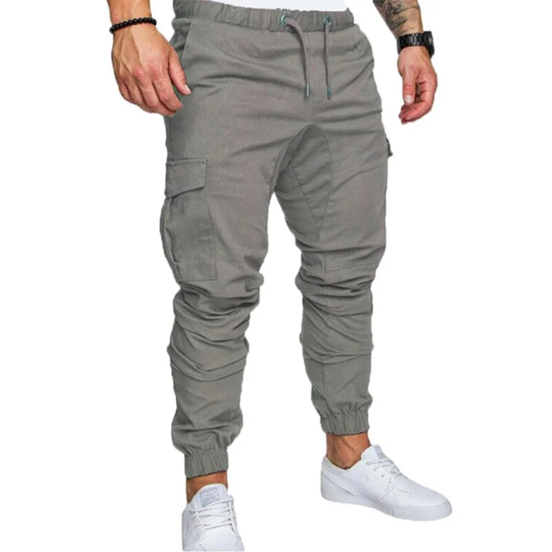 Aonga Autumn Men Pants Hip Hop Harem Joggers Pants 2022 New Male Trousers Mens Solid Multi-Pocket Cargo Pants Skinny Fit Sweatpants