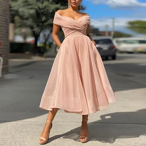 Lussooy Pearl Pink Elegant Portrait Short Homecoming Dress