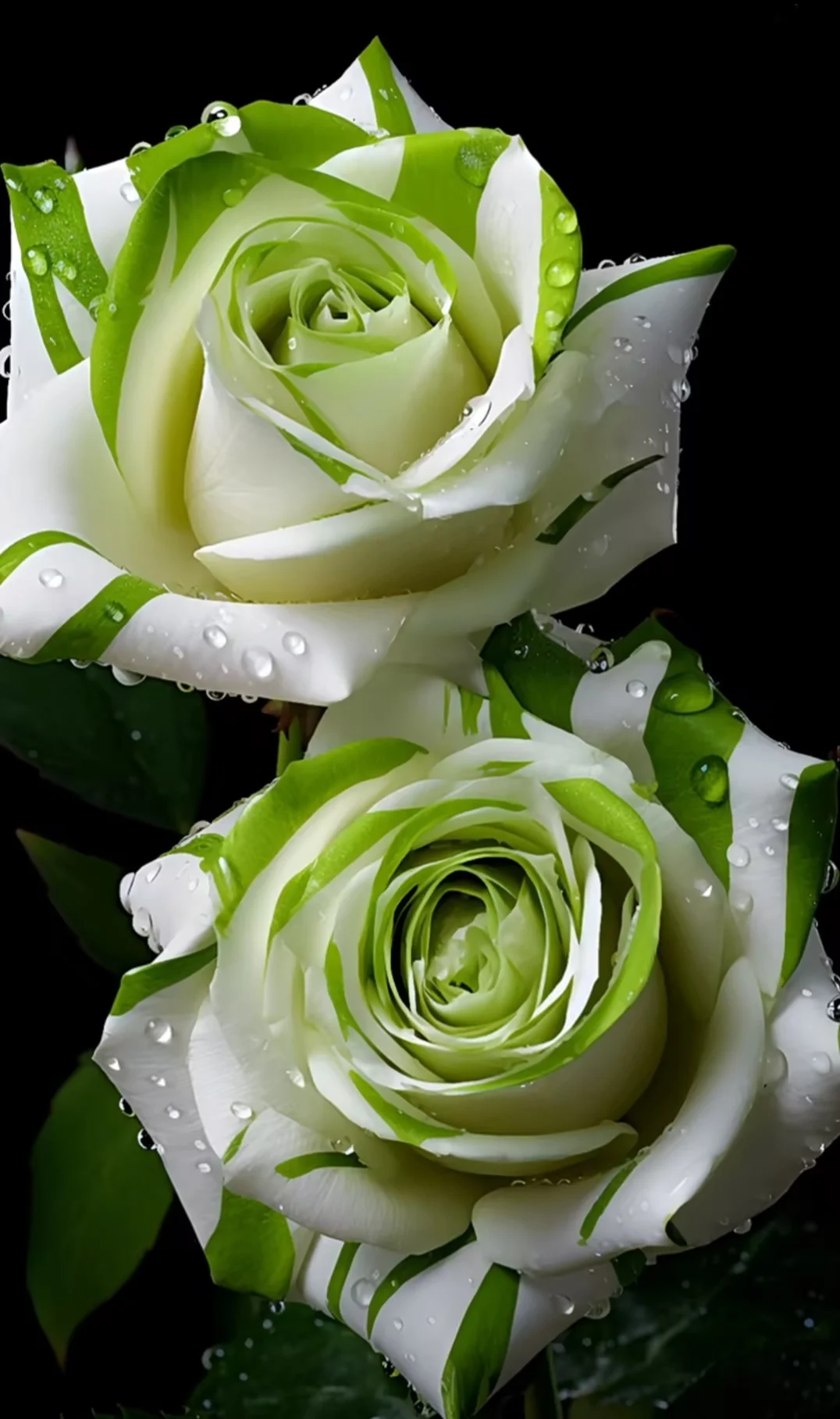 🤍Rare White and Green Twin Roses💚