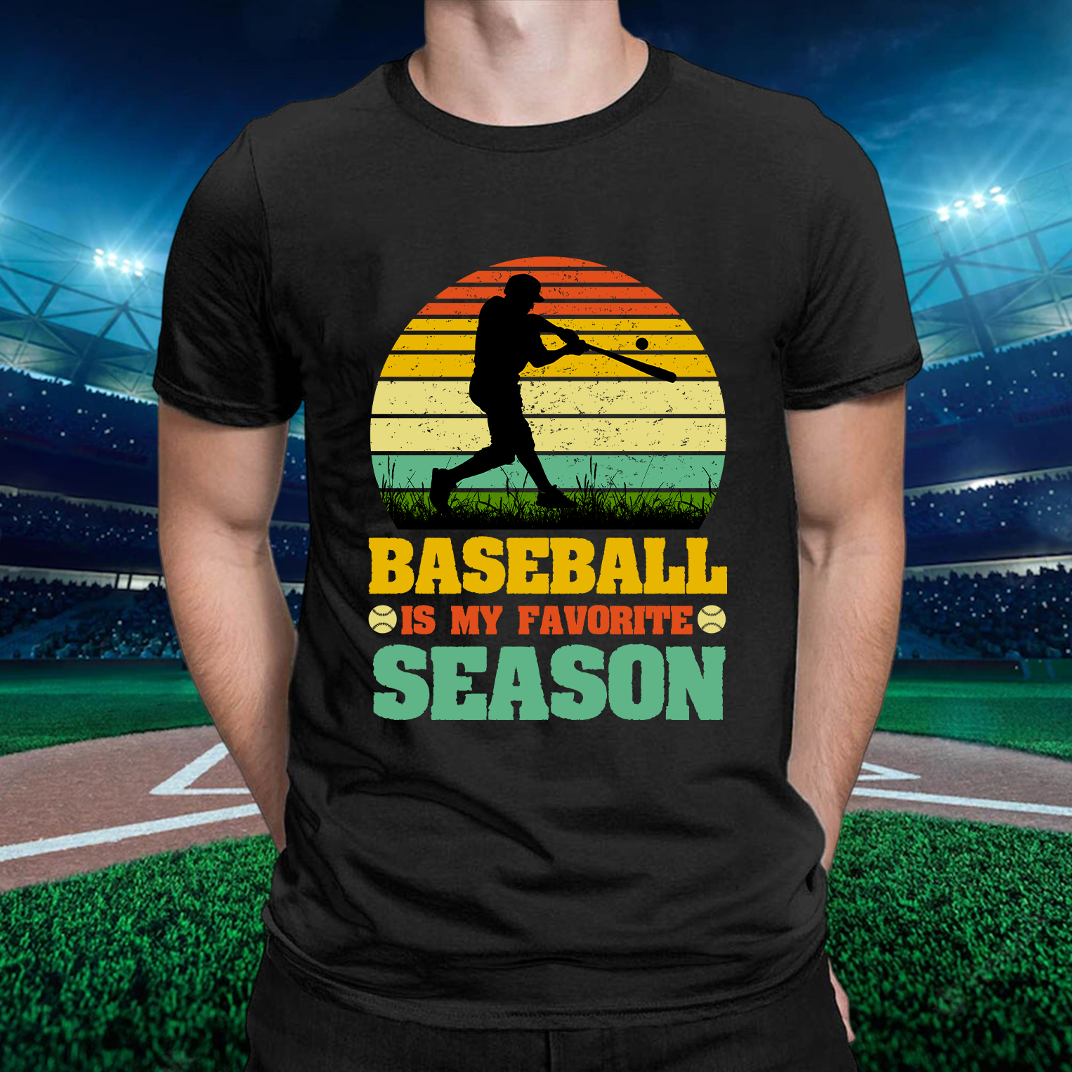 Baseball Is My Favorite Season Round Neck Sleeve T-Shirt -BSTC1305-Guru-buzz