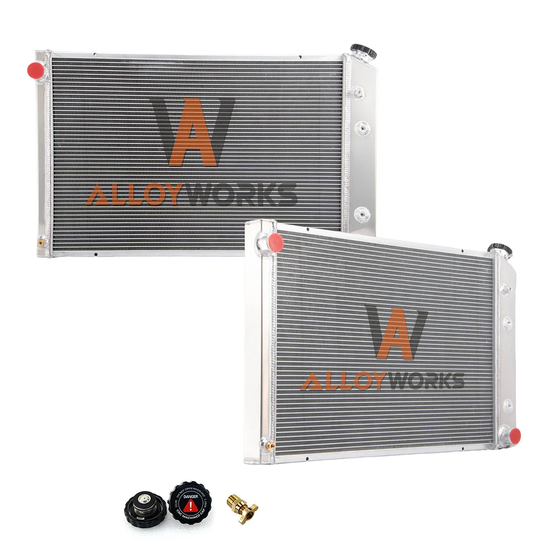 Alloyworks 4 Rows Aluminum Radiator Fits 1973-1987 Chevy Truck, 1973- 1991 Blazer GMC I6 V8 Overall 20-1/4" Height x 33-1/4" Width