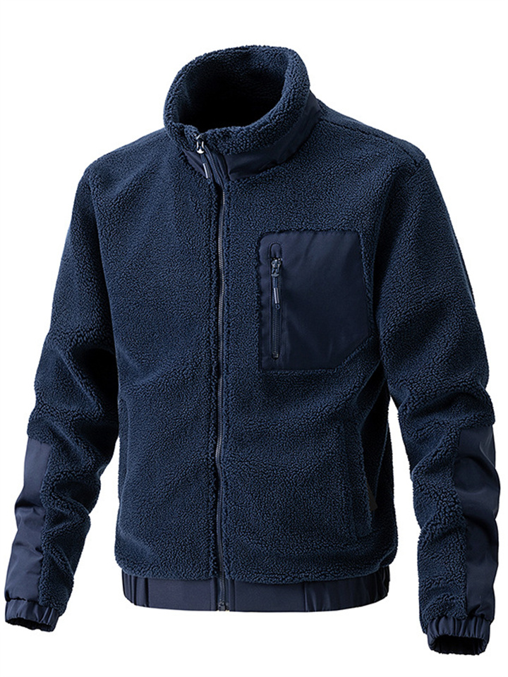 Lambswool Jacket Men's Fall and Winter Stand-up Collar Shaker Casual New Jacket Cardigan Outdoor Men's Clothing