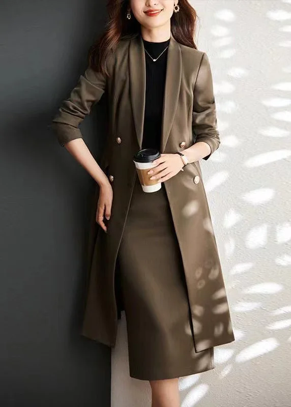 Handmade Brown Double Breast Cotton Trench Coats Spring
