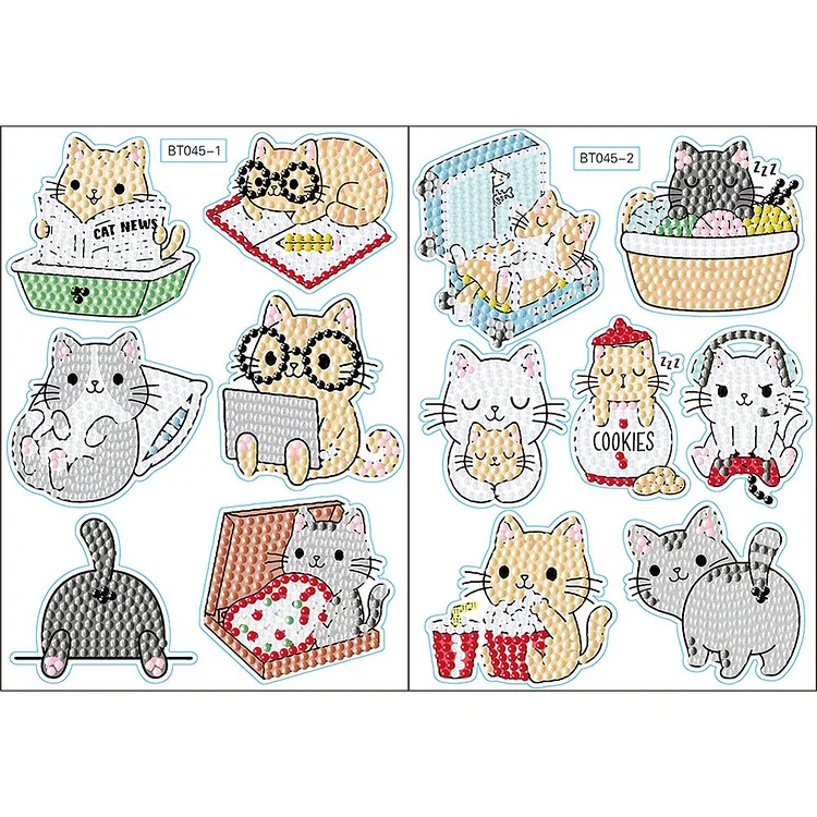Cartoon cat - Free Stickers - DIY Diamond Crafts(2PCS)