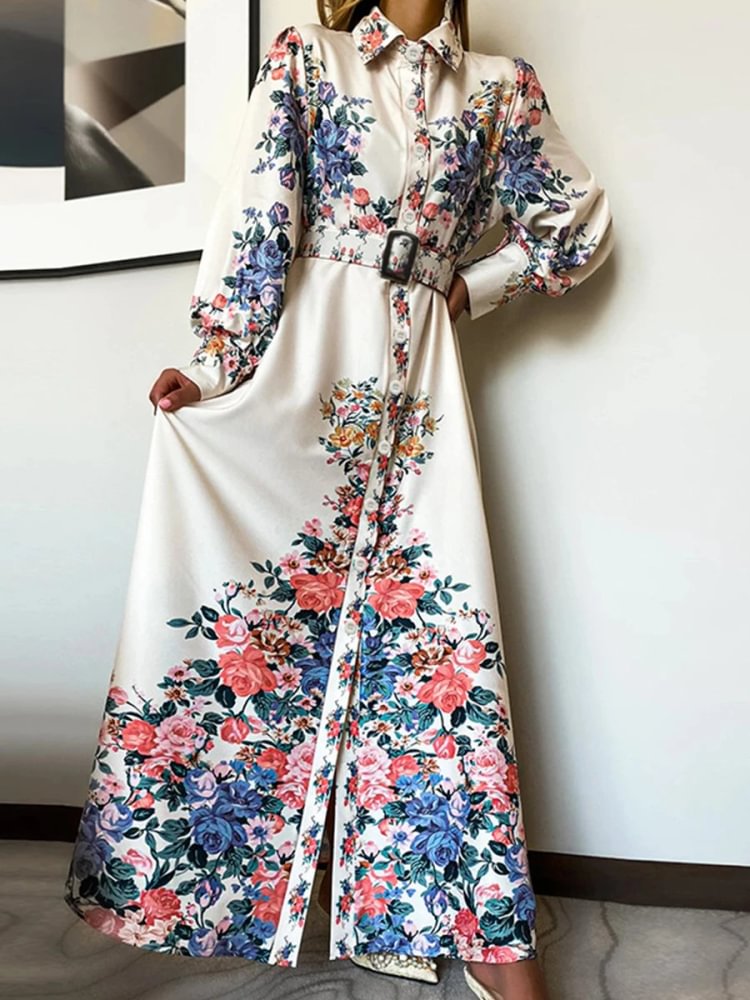 Printed Long Sleeve Dress P14233