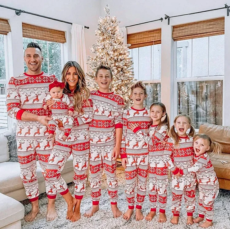 Christmas Style Printing Loungewear Sleepwear Matching Family Christmas Pajamas Sets 