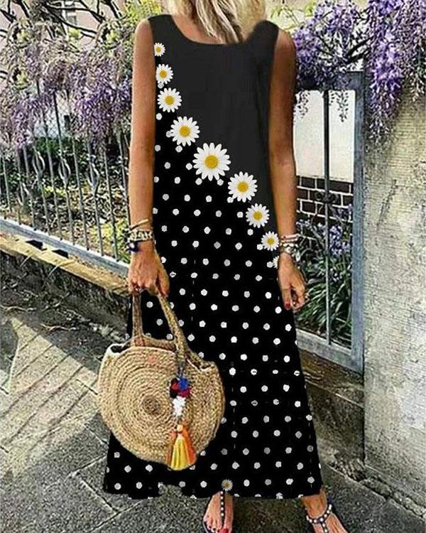 Little Daisy Stitching Polka Dot Print Vest Dress