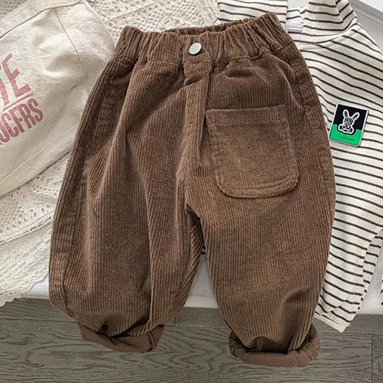 【18M-10Y】Boys Corduroy Solid Color Casual Pants