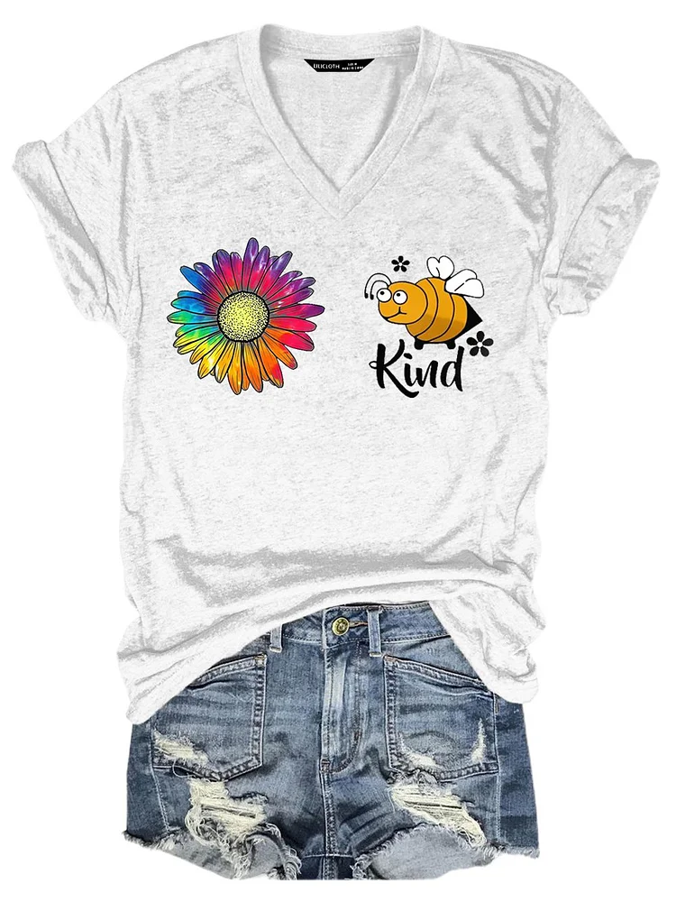 Bestdealfriday Sun Flower Be Kind Casual Shirt Top