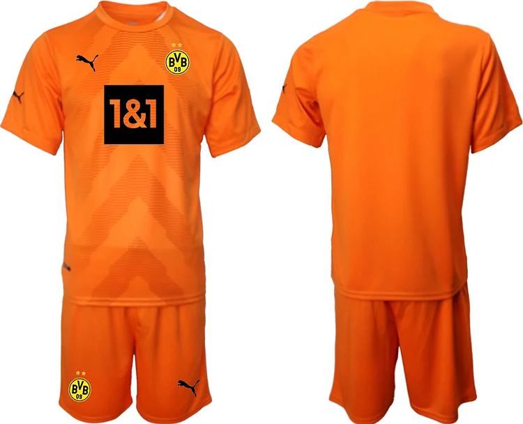 Borussia Dortmund Goalkeeper Shirt Top Kit Set 2022-2023 - Orange