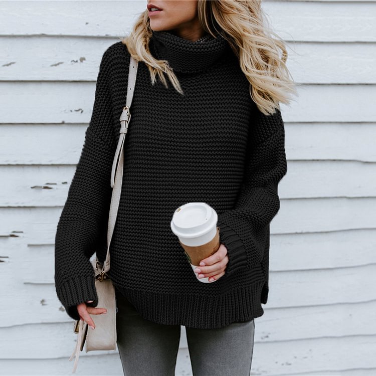 Comstylish Fashion High Neck Loose Knit