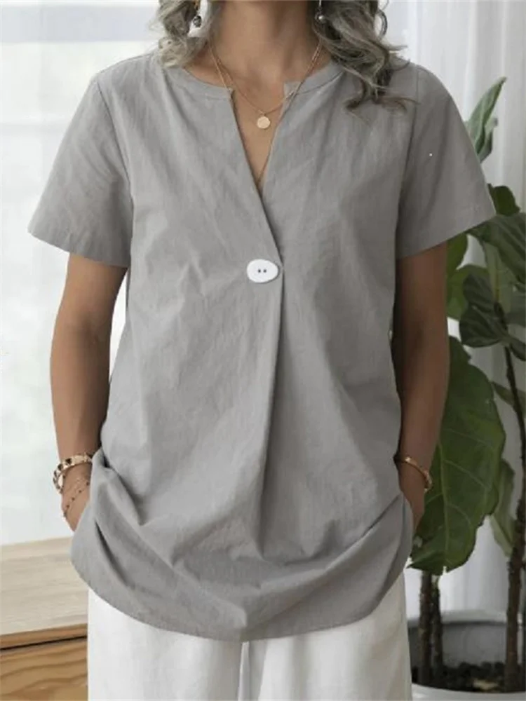 Pinch V Neck Loose Fit Tunic