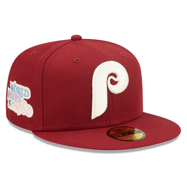 New Era 59Fifty Pop Sweat Philadelphia Phillies 1980 World Series Patch Lavender UV Hat - Cardinal QueenFunky
