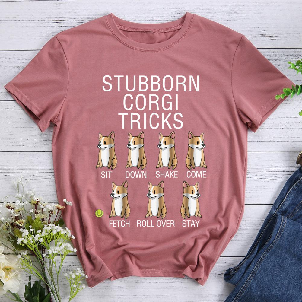 Stubborn Corgi Tricks Funny Dog T-Shirt Tee -010998-Guru-buzz