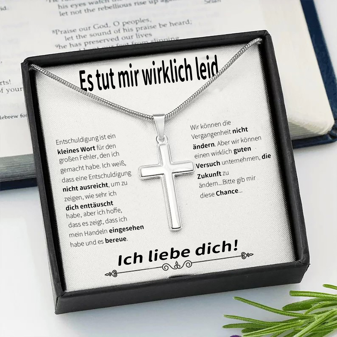 Es Tut Mir Leid Geschenk Basteln Kettenmachen 925 Sterling Silber Kreuz Halskette- Es tut mir wirklich