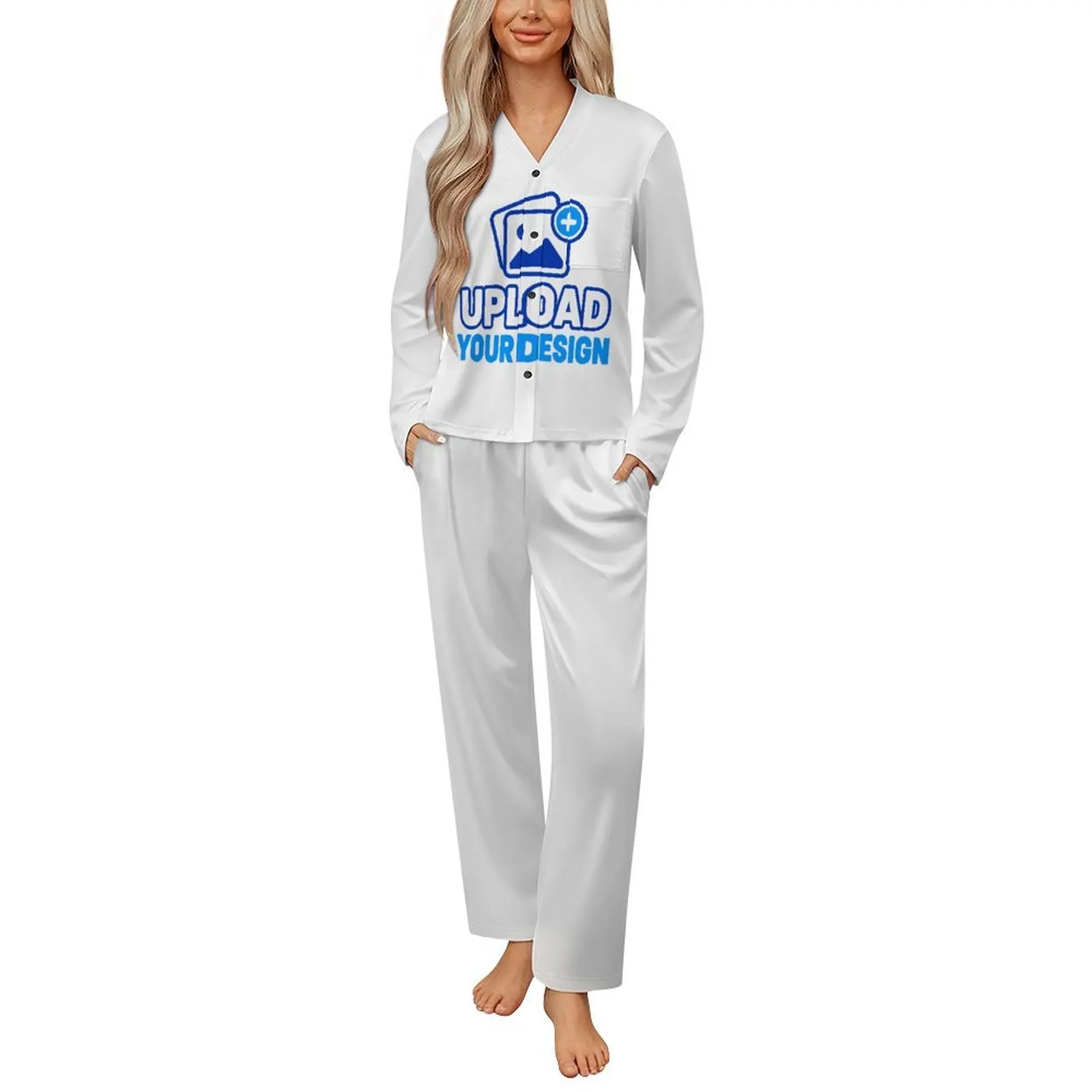Custom V-Neck Button Long-Sleeve Pajama Set product image 9