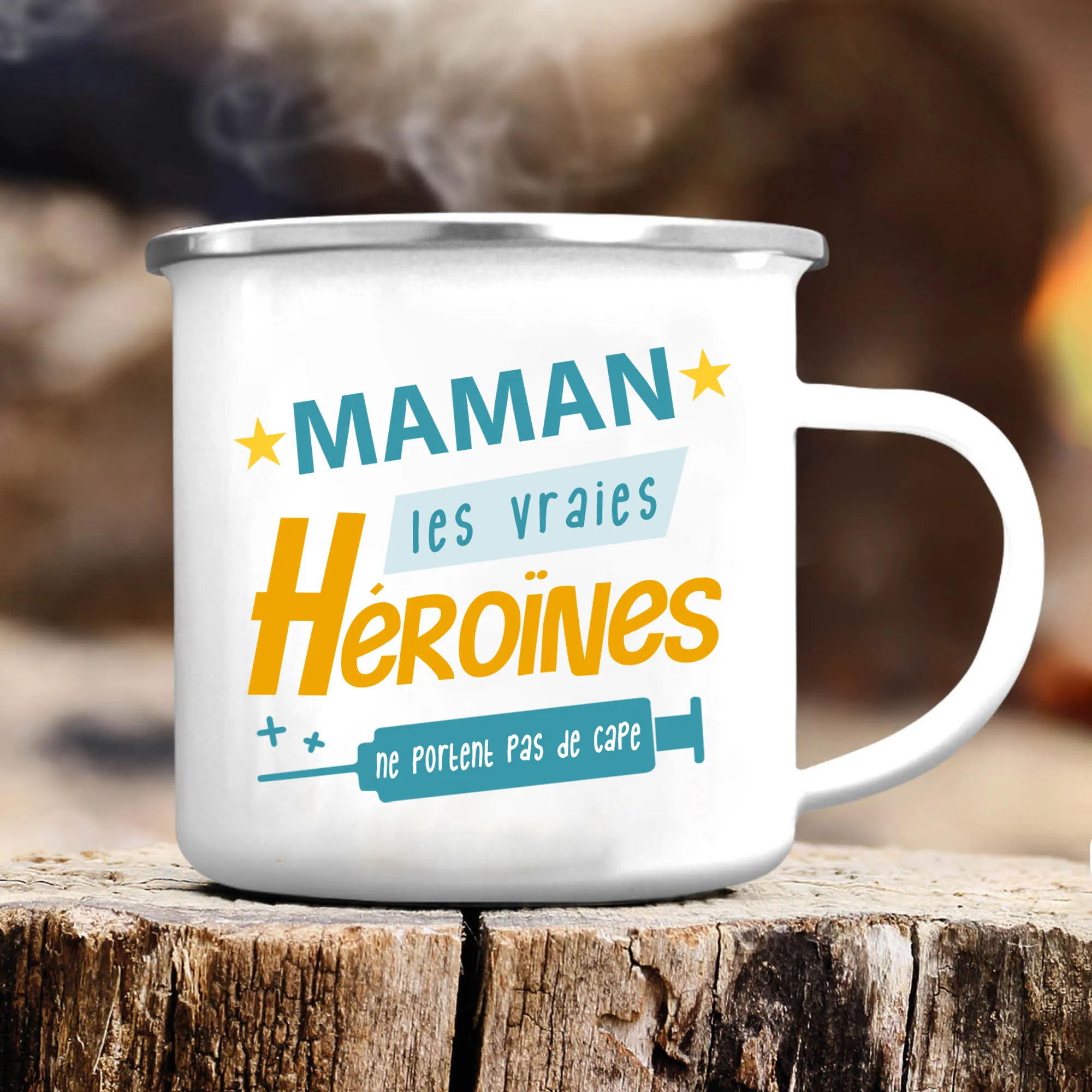 Tasse émaillée 1 Prénom et Photo Personnalisés cadeau pour Maman