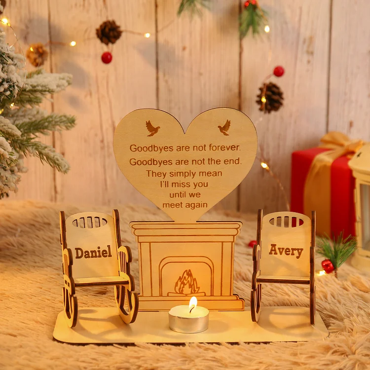 Christmas in Heaven Rocking Chair Ornament Custom 2 Names Memorial Gifts - Goodbyes Are Not Forever.
