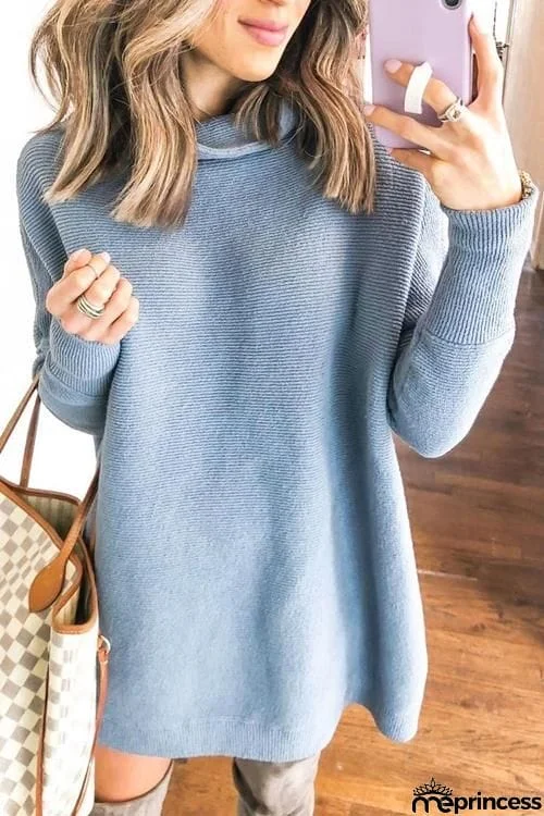 High Collar Mini Sweater Dress